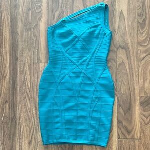 Source Unknown Teal One-Shoulder Dress